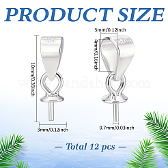 12 шт. 925 подвески-булавки с чашевидным жемчугом из стерлингового серебра&nbsp;STER-ME0001-46