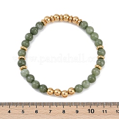 Ионное покрытие (ip) 304 нержавеющая сталь и круглые нефритовые бусины эластичные браслеты для женщин и мужчин BJEW-M046-02G
