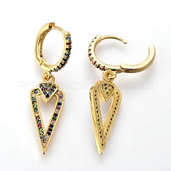 Латунные болтающиеся серьги обруча&nbsp;EJEW-F190-07G