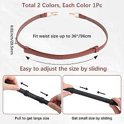 2 шт. 2-х цветный поясной ремень из искусственной кожи с пряжками из сплава AJEW-GF0010-73