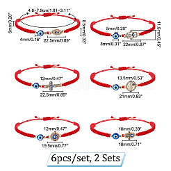 2 комплект браслетов из плетеных бусин от сглаза из смолы BJEW-PH0004-19