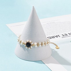 Braccialetto di perle di perle di vetro e conchiglia&nbsp;BJEW-TA00180-03