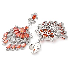 Латунь микро проложить кубический цирконий болтающиеся серьги стержня EJEW-H014-16P-07