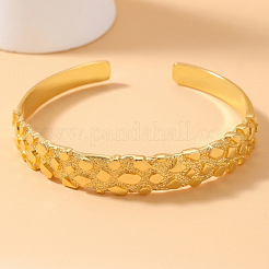 Bracelets manchettes ouvertes en laiton texturé pour femmes&nbsp;WGE2CBB-01