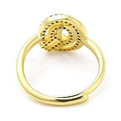 Bague réglable avec lettre initiale en émail de couleurs mélangées et zircons cubiques transparents&nbsp;RJEW-P045-01G-Q