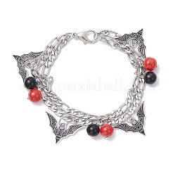 Тема хэллоуина 304 нержавеющая сталь figaro цепи многорядные браслеты BJEW-JB12094-03