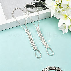 PP＆ABSプラスチックパールストレッチトゥリングアンクレットビキニ用  ホワイト  8-7/8インチ（225mm）&nbsp;AJEW-WH20121-30