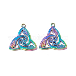 イオンプレーティング（IP）304ステンレスペンダント  トリニティノットチャーム  虹色  26.5x25x2mm  穴：2.9mm&nbsp;STAS-K242-10M