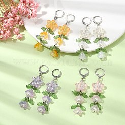 Серьги Flower of Life из стекла и акрила с подвесками на затылке EJEW-JE05558