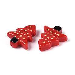 Непрозрачные смоляные бусины с рождественским принтом&nbsp;RESI-N043-27B