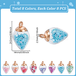 64шт 8 цвета стеклянные подвески GGLA-GA0001-07A