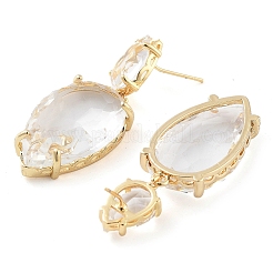 Стеклянные серьги-гвоздики в виде каплевидных подвесок EJEW-Q800-16B-KCG