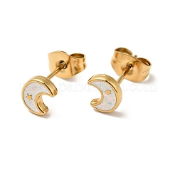 Серьги-гвоздики в форме полумесяца со звездой&nbsp;EJEW-A081-05G
