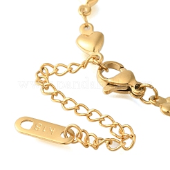 Ионное покрытие (ip) 304 нержавеющая сталь браслеты в форме сердца для женщин BJEW-H613-05G