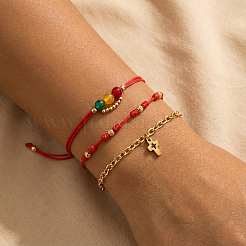 3 Stück verstellbares Armband aus Polyester-Glasperlen&nbsp;SK7863-2