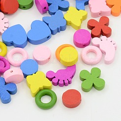 Смешанные бусины из натурального дерева WOOD-X0002-B