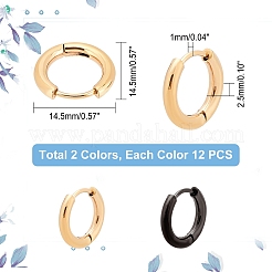 12 пара двухцветных серег-колец Huggie Hoop из нержавеющей стали 304 EJEW-UN0032-61