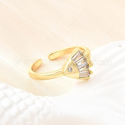 Кольца-манжеты с микропаве из латуни и кубическими цирконами в морском стиле для женщин&nbsp;LS-RJEW-F184-17D-G