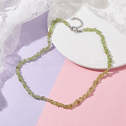 天然ペリドットチップビーズネックレス  ステンレス鋼色  15.94~15.98インチ（40.5~40.6cm）&nbsp;NJEW-JN04615-16