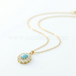 Collane con pendente ovale da donna in ottone con pavé di zirconi cubici trasparenti e resina.&nbsp;WG9C9EA-01