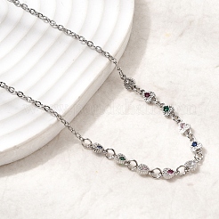 Collares con colgante de corazón de circonita cúbica micro pavé de latón&nbsp;NJEW-B157-13P