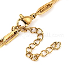 Ожерелья из двухслойной цепочки-скрепки из нержавеющей стали 304 и квадратной цепочки-змейки для женщин NJEW-G140-01C-G