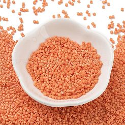 焼付塗装ガラスシードビーズ  シリンダー  ライトサーモン  2x1.5mm  穴：1mm  約5599個/50g&nbsp;X-SEED-S042-05B-83