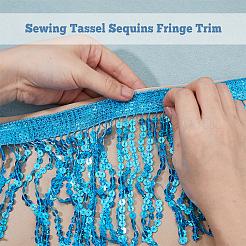 Отделка лентой с пайеткой и кисточкой длиной 10 м. OCOR-WH0078-162A