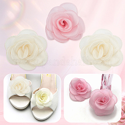 4 stücke 2 farben abnehmbare künstliche rose organza schuh dekoration&nbsp;AJEW-CP0001-82