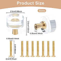 Круглые дверные ручки из латуни и стекла&nbsp;LS-FIND-WH0097-16G