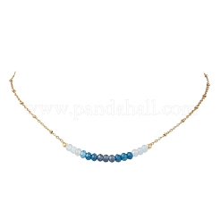 Ожерелья-спутнички из натурального окрашенного малайзийского нефрита с ограненными бусинами-рондель из нержавеющей стали 304 для женщин&nbsp;NJEW-JN05783-03