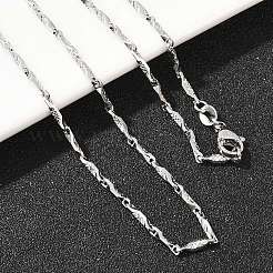 Цепочки из латуни толщиной 2 мм с текстурированными плоскими звеньями для мужчин и женщин.&nbsp;NJEW-L012-08P