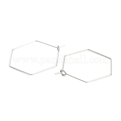 変色しない304ステンレススチールのイヤリングセッティング  六角  ステンレス鋼色  32x25x3.5mm  穴：1.8mm  21ゲージ  ピン：0.7mm&nbsp;STAS-J037-04B-P