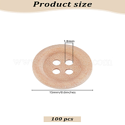 Плоские круглые кнопки деревянные&nbsp;DIY-LP0001-14A