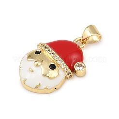 Рождественские латунные эмалевые подвески с микропаве из кубических цирконий KK-B164-01G-02