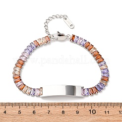 Браслеты-цепочки из нержавеющей стали 304 со стеклянными звеньями&nbsp;BJEW-G753-03P-03