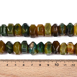 天然石瑪瑙ビーズ連売り  染め  多面カット  ロンデル  黄緑  11~18x11~18x8~10mm  穴：1.2mm  約40~41個/連  14.57~14.96インチ（37~38cm）&nbsp;G-N356-01A-06