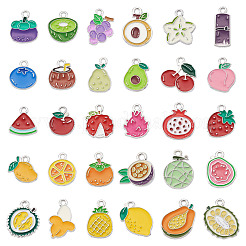 120 Stück 30 Stile Obstlegierung Emaille Charms&nbsp;ENAM-TA0003-42