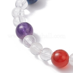 Браслеты из натуральных круглых бусин с чакрами для женщин и мужчин BJEW-TA00684