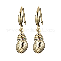 Серьги-подвески с микропаве из латуни и разноцветными кубическими цирконами EJEW-F362-13G