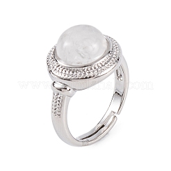 Круглые регулируемые кольца из натурального кварца с кристаллами&nbsp;RJEW-K271-04P-07