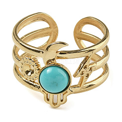 Los anillos de dedo de color turquesa sintética&nbsp;RJEW-U027-07G-03