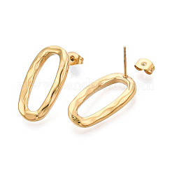 Овальные серьги-гвоздики из нержавеющей стали 304 для женщин&nbsp;EJEW-N016-020G