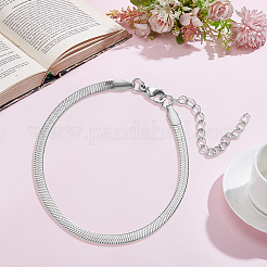 304ステンレススチールヘリンボーンチェーンブレスレット1個、男性用、女性用  ステンレス鋼色  ワイド：3mm  6-1/2インチ（16.5cm）&nbsp;BJEW-DJ0001-56