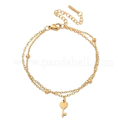 Браслеты-цепочки с брелоками из нержавеющей стали 304&nbsp;BJEW-M097-01B-G