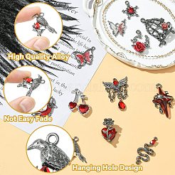 12 шт. 12 стиля готических подвесок из сплава со стразами&nbsp;FIND-CJ0004-81