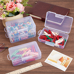 長方形のプラスチックビーズ収納容器4個  透明  16x9x4cm&nbsp;CON-CN0001-44