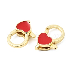 Fermagli a moschettone in ottone smaltato a forma di cuore&nbsp;KK-Z147-02G-01A