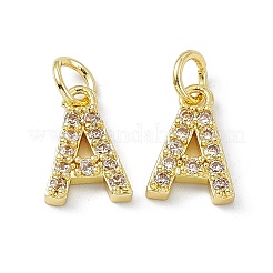 Charms in vero ottone placcato oro 18k con micro pavé di zirconi chiari&nbsp;KK-E068-VB452-A