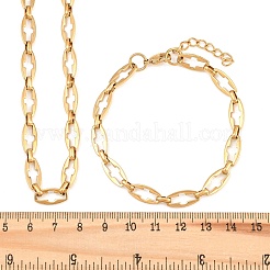 Schmucksets aus Armband und Halskette aus Edelstahl 304 mit Kreuzgliederkette&nbsp;SJEW-L199-07G